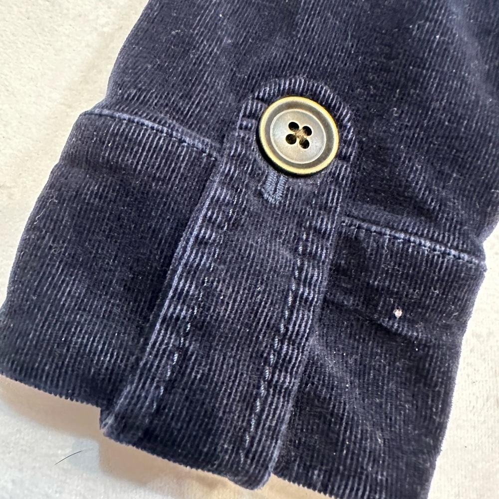 Loft Brushed Corduroy Navy Blue Belted Blazer Size 0P - Picture 3 of 5